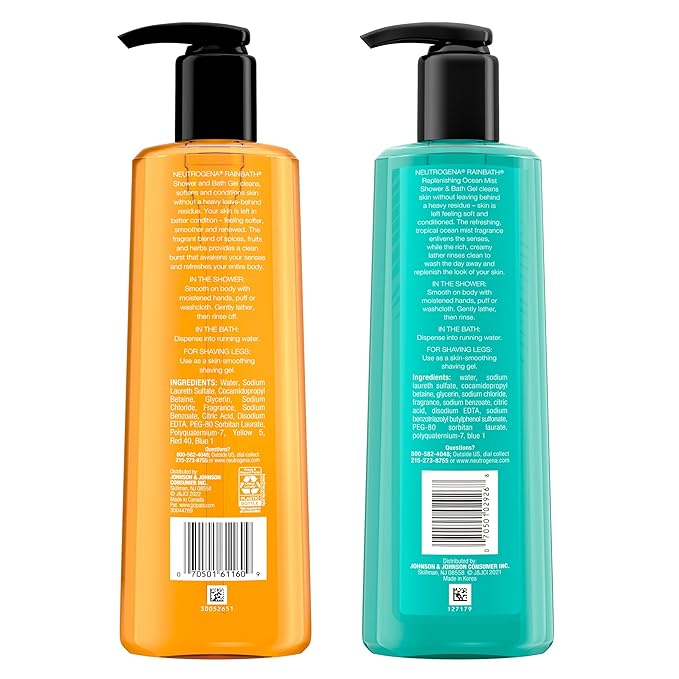 Neutrogena Rainbath Refreshing &amp Cleansing Shower &amp Bath Gel Moisturizing Daily Body Wash &amp Shaving Gel for Soft Skin Two Pack Including Ocean Mist &amp Original Scents 16 fl. oz 2 Pa