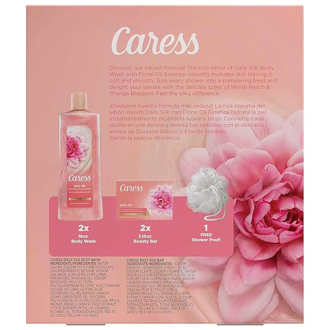 Caress Daily Silk Bar Soap &amp Hydrating Body Wash Gift 4 count