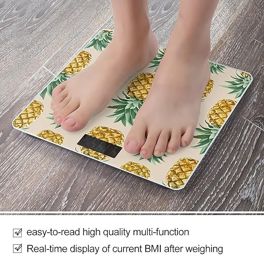 with Pineapple Pattern Scale for Body Weight Digital Bathroom Scale Accurate Smart Weight Scales with Large Display Weighing Machine High Precision Scales
