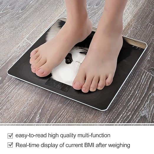 Digital Bathroom Scale for Body Weight Scale with Bright LCD Display High Accuracy Step-On Technology Auto On/Off Cute Black and White Panda Digital Scales 400 Lbs /180kg