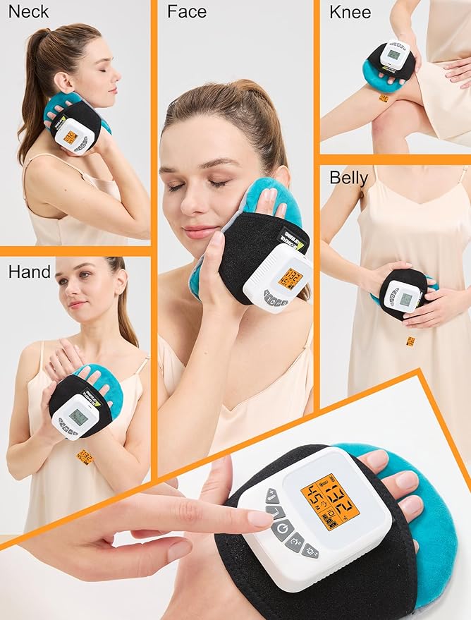 CAMECO Cordless Multi-Purpose Heating Pad with Massage for Muscle Joint Pain Relief 104℉-140℉ &amp 5000mAh Battery Portable Handheld Heated Massager Pad for Neck Face Wrist Hand Leg