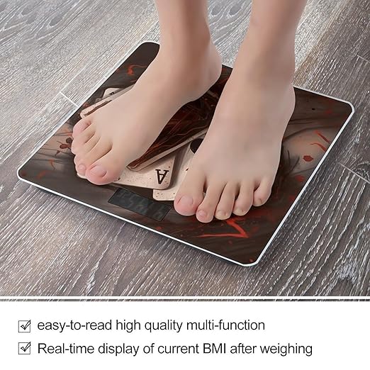 Playing Cards Bathroom Scale Large LCD Backlight Display Digital Scale Rounded Corners Body Scales Automatic Power On/Off Bathroom Scales for Home Bedrooms