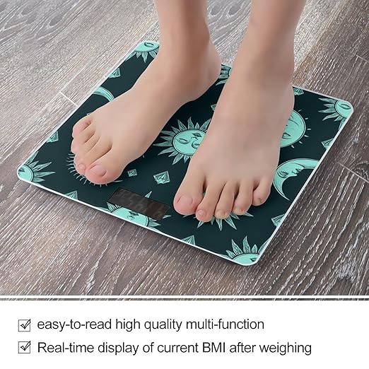 Men's Fashion Automatic Switch Digital Bathroom Weighing Scale Smart Scale Trippy Sun Moon Star