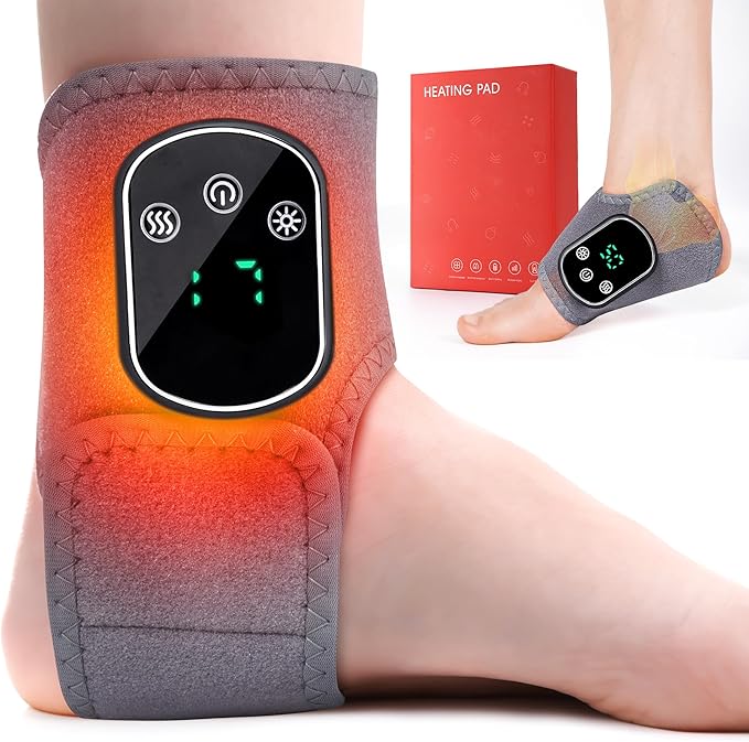 UOTT Foot and Ankle Massager for Foot Renew Triple Method Massager for Heel Arch &amp Ankle Refresh Adjustable Heat &amp Vibration Level Portable and Easy Use Includes Extension Strap (1pcs)