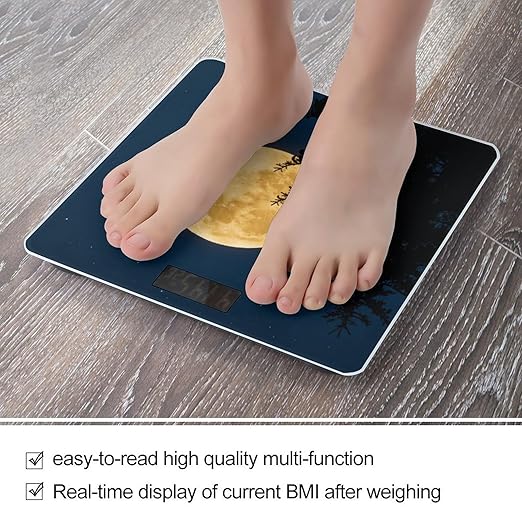 Full Moon Weight ScaleClear LED Display Bathroom Digital Weighing ScaleTempered Glass Digital Bathroom Scale for Body Weight Capacity Up to 400 Lbs