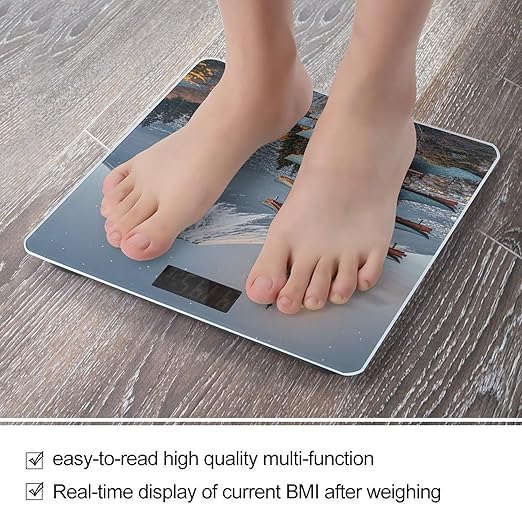 Yokohama Moon Bathroom Scale for Body Weight Bathroom Weighing Scales with Back Lit LED Display Sturdy Tempered Glass Body Weight Bathroom Scale 400lb Weighing