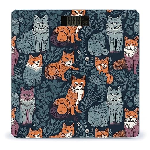 Cat Print Scale for Body Weight Digital Bathroom Scale Accurate Smart Weight Scales with Large Display Weighing Machine High Precision Scales