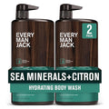 Every Man Jack Men’s Hydrating Body Wash for All Skin Types - Cleanse and Hydrate Skin with Naturally Derived Marine Extracts Coconut Oil and a Sea Minerals + Citron Scent - 33.8 fl. oz. - 2 Bottle