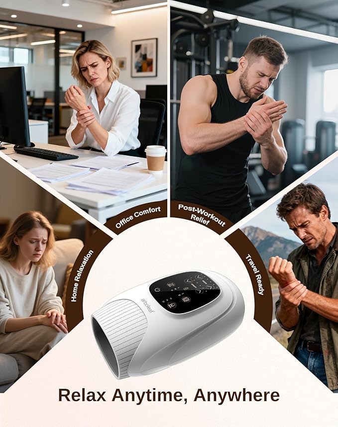 arboleaf Hand Massager with Heat and Compression for Women Men Mom Dad 6 Modes and 3 Heating Options Cordless &amp Powerful Hand Massager for Finger Wrist Palmand Lower Forearm