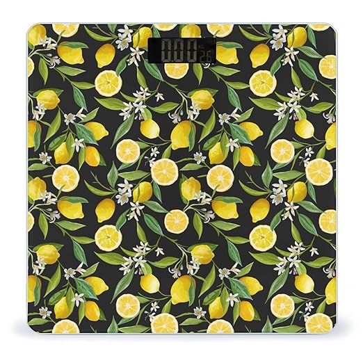 Leaves Lemon Flowers Floral Smart Square Scale with Digital Display for Bathroom Scale