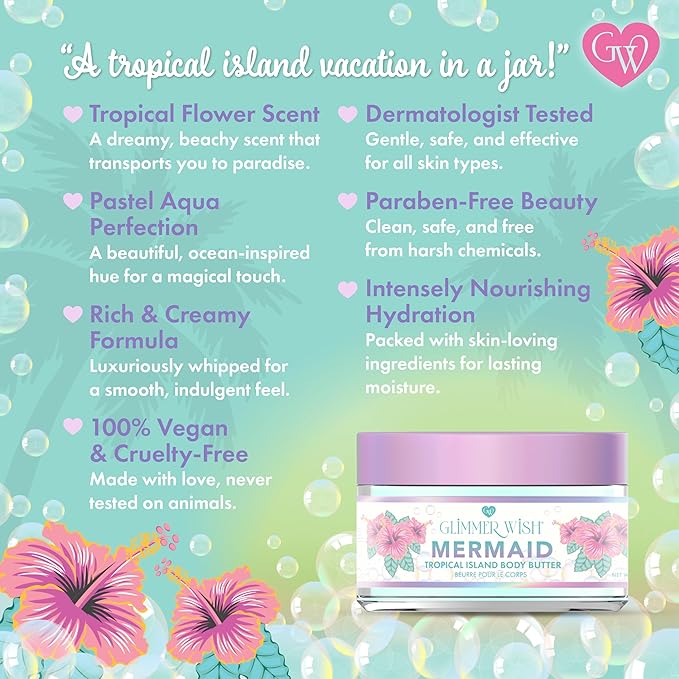 Glimmer Wish Mermaid Body Care Bundle – Shimmering Body Wash &amp Whipped Body Butter | Ocean Breeze Scent | Vegan Cruelty-Free Sulfate-Free Dermatologist Tested