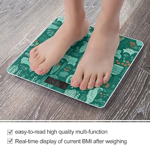 Green Animals Digital Bathroom Scale Fashion Unique Weight Scale BMI Anti-Slip Precision Weighing Scales Suitable for Home Bedrooms Use and Gift