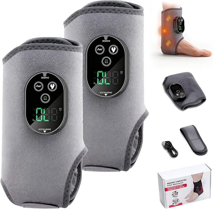 Version 3-in-1 Foot Massager with Super Long Battery Life USB Charging Port Black 3 Vibration Modes 6-Speed Temperature Control Circulation and Pain Relief for Foot Relaxation (Grey 2Pack)