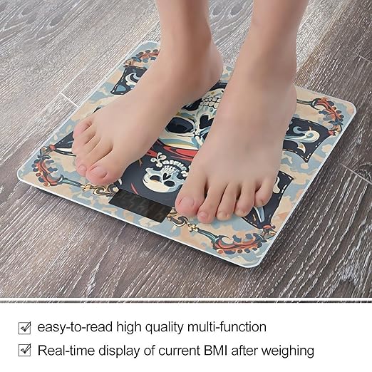 Pirate Flag Skull Scale for Body Weight Highly Accurate Digital Bathroom Body Scale Digital Bathroom Scales for People Anti-Slip Large LCD Display Smart Scales