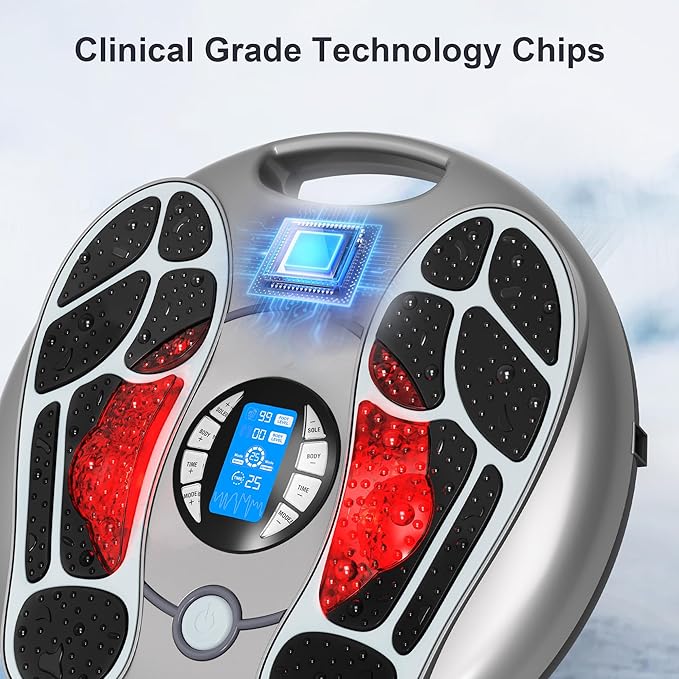 Foot Massager for Neuropathy EMS TENS Foot Stimulator for Circulation and Pain Relief TENS Unit Muscle Stimulator with 4 Electrode Pads FSA Eligible Items Only List HSA Fits Up to 11