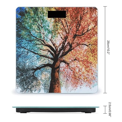 Colorful Tree Bathroom Scale for Body Weight Bathroom Digital Electronic Weighing Scale with Back Lit LED Display Sturdy Tempered Glass Weight Watchers Scales 400lb