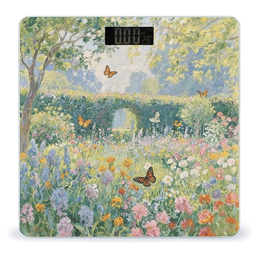 Beautiful Garden Weight Scale Large Bathroom Scales Digital Weight with Bright LED Display Non Slip Automatic Weighing Scale Fashion Weighing Machine for Body