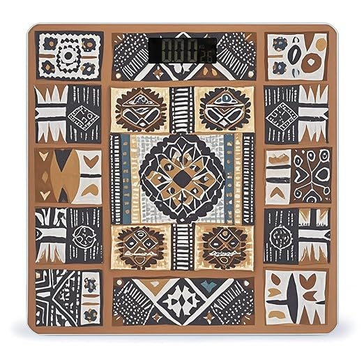 African Mud Cloth Tribal Scale for Body Weight Smart Scales Digital Bathroom Scale High Precision Weighing Scales with Large Display Weighing Machine for People