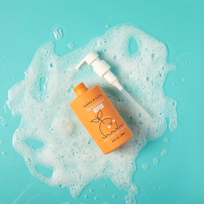 Dabble &amp Dollop Citrus Kiss Bundle Natural Bubble Bath Body Wash &amp Shampoo for Kids Paraben &amp Sulfate Free Vegan Gluten-Free Tear-Free Tangerine Vanilla Lemon (Set of 3)