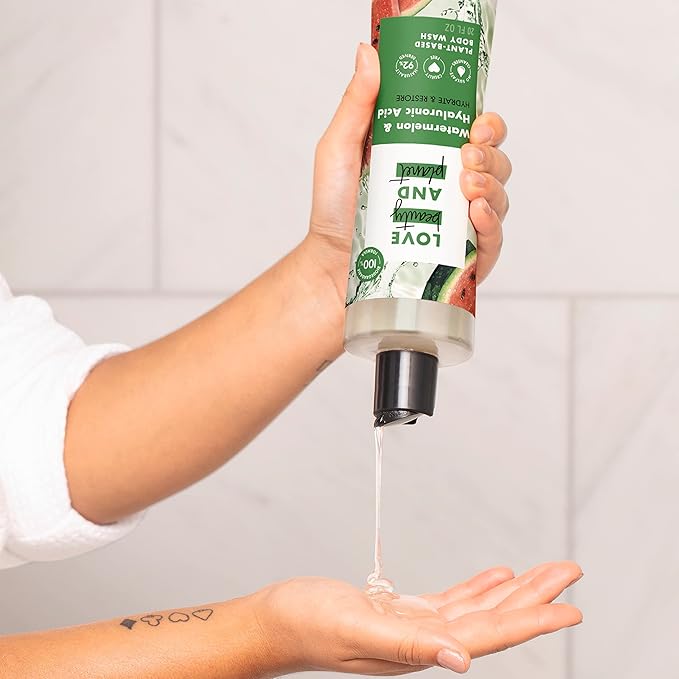 Love Beauty and Planet Plant-Based Body Wash Hydrate and Restore Skin Watermelon and Hyaluronic Acid Made with Plant-Based Cleansers and Skin Care Ingredients 100% Biodegradable 20 fl oz