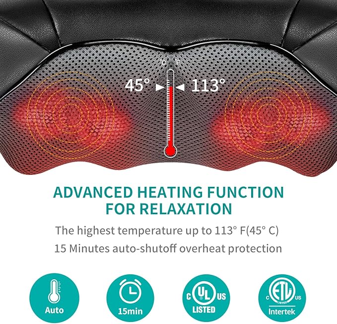 Nekteck Shiatsu Neck and Back Massager with Soothing Heat