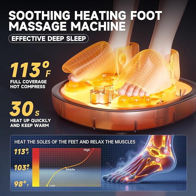 Foot Massager Machine with HeatShiatsu Foot Massager Home with Air CompressionAdjustable Electric Massager Machine for Feet OfficeWireless ControlDIY Gifts Draw Patterns for Man &ampWomenBlack