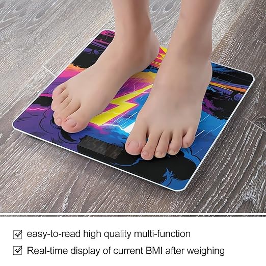 A Sudden Neon Shower Smart Scale for Body Weight Digital Bathroom Scale Toughened Glass Weight Scale with Large LCD Backlight Display High Precision Scales Weighing Machine