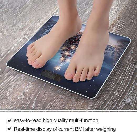 Christmas Trees Smart Scale for Body Weight Accurate Bathroom Scale with LED Display Digital Weight Scales Weighing Machine High Precision Scales for Bath Home