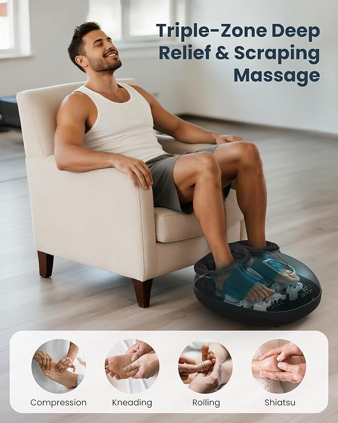 COMFIER Heated Foot Massager for Neuropathy Pain Plantar Fasciitis Electric Feet Massager with Heat Compression Vibration Shiatsu Deep Tissue Relief Foot Heater Massager Large Size 14 for Men
