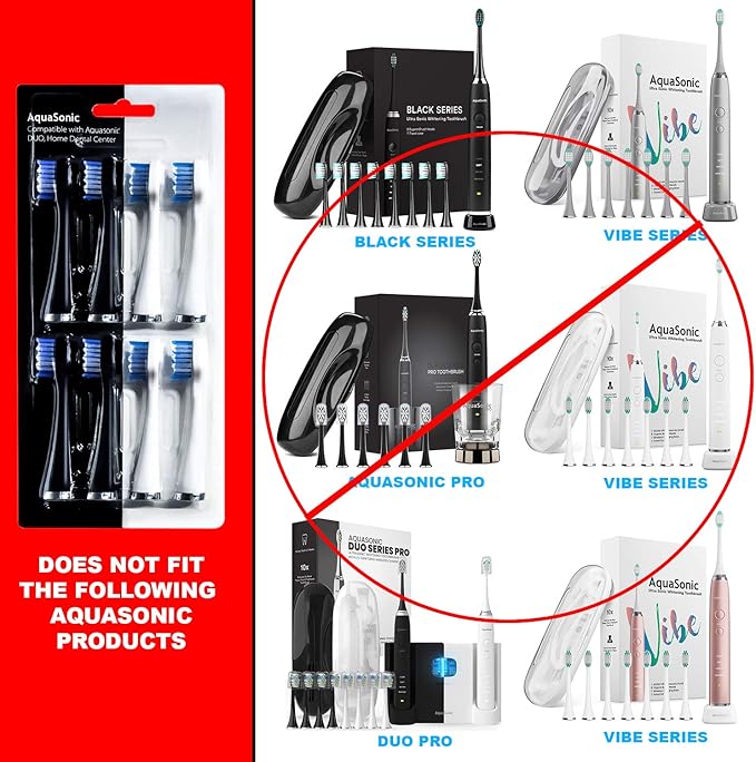 AquaSonic Genuine Duo Series Replacement Brush Heads | for Normal &amp Sensitive Teeth | Compatible with Duo Series &amp Home Dental Center Toothbrush Handles | NOT Compatible with Duo Series Pro