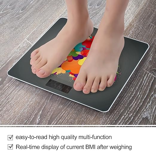 Graphics Love HeartsGraphics Love Hearts Scale for Body Weight Highly Accurate Digital Bathroom Body Scale Digital Bathroom Scales for People Anti-Slip Large LCD Display Smart Scales