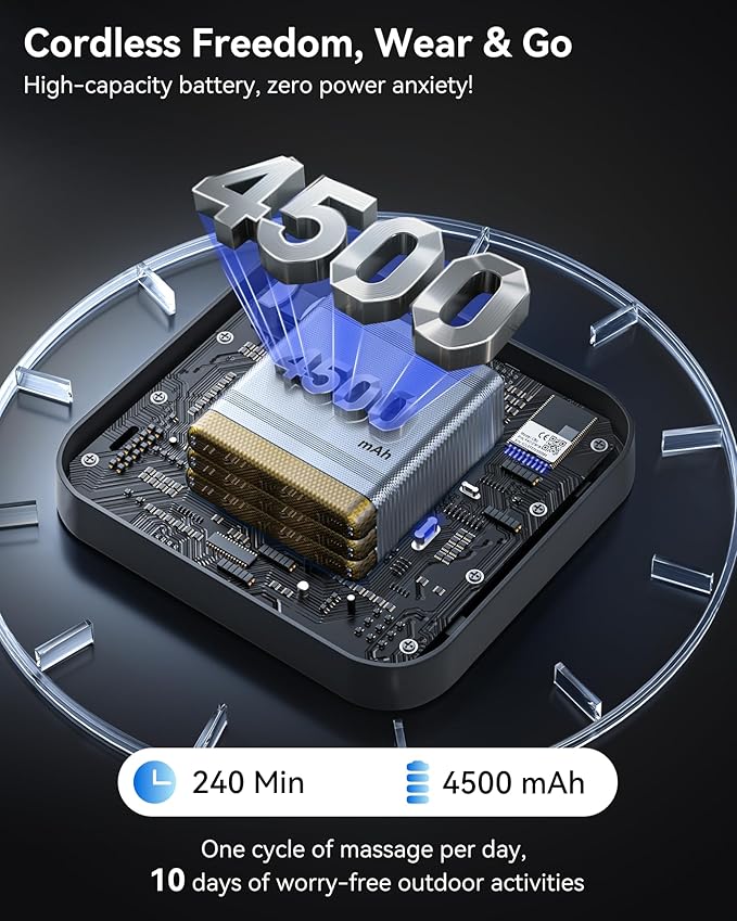 KingPavonini Cordless Leg Compression Massager with 5 Overlapping Chambers &amp 3 Foot Heat 4500mAh Leg Massager for Circulation and Pain Relief 19 Modes &amp 8 Intensities Recovery Boots for Ath