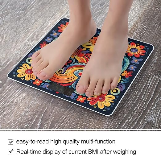 Mexican Bathroom Scale Automatic Power On/Off Body Scales LCD Backlight Display Square Digital Scale Rounded Corners Bathroom Scales for Home Bedrooms