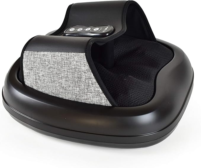Zyllion Shiatsu Foot Massager with Heat - Deep Tissue Kneading Rolling Massage Machine with Air Compression for Feet Plantar Fasciitis and Up to Size 13 - Black (ZMA-31-BK)
