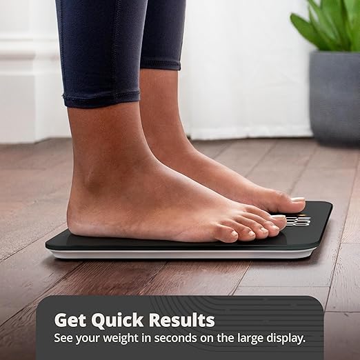 Greater Goods AccuCheck Digital Scale for Body Weight - Accurate Digital Bathroom Scale with High-Precision Sensors Large Easy-to-Read Backlit Display 400 lb Capacity Auto Step-On (Black)