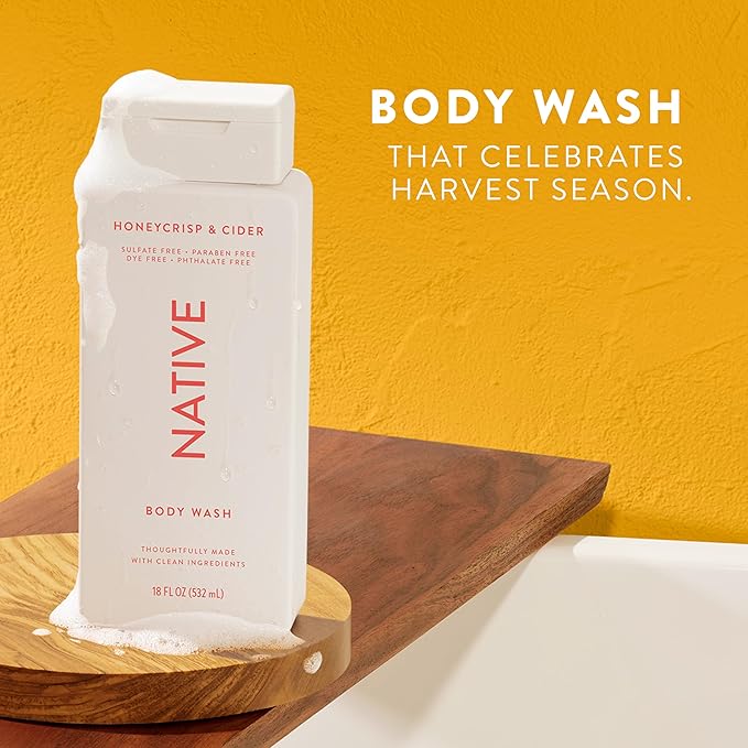 Native Shampoo &amp Conditioner Body Wash - Honey Crisp &amp Cider - Naturally Derived Ingredients Sulfate-Free Paraben-Free Strengthening Hair Care | Fall Seasonal Bundle (51 fl oz Total) - 3 P