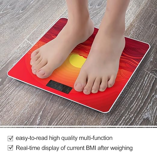 Red Sunrise Bathroom Scale for Body Weight 400 Lb Weight Scale with High Precision Sensors Tempered Glass Highly Accurate Digital Weighing Machine for People