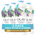 Olay Body Wash for Women Fresh Radiance Refreshing &amp Renewing Made with Plant Based Cleansers B3 Botanical Complex For All Skin Types Birch Water &amp Lavender Scent 22 fl oz (Pack of 4)