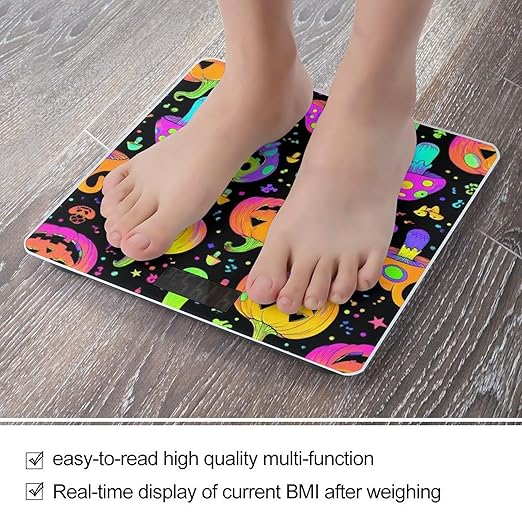 Women's Fashion Automatic Switch Digital Bathroom Weighing Scale Smart Scale Halloween Trippy Mushroom Pumpkin