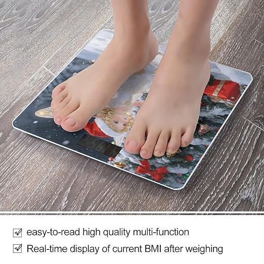 Fairy Christmas Smart Scale for Body Weight Digital Bathroom Scale Toughened Glass Weight Scale with Large LCD Backlight Display High Precision Scales Weighing Machine