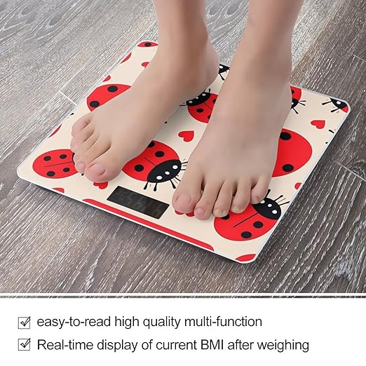 Ladybug Scale for Body Weight Digital Bathroom Scale Toughened Glass High Precision Scales for Body Weight with Large LCD Backlight Display Weight Scales