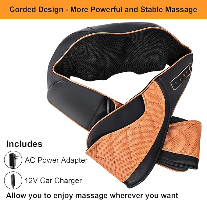 TRIDUCNA Shiatsu Neck Shoulder Back Massager with Heat and Carry Bag - Electric Massage Pillow with Deep Tissue Kneading for Lower Back Calf Leg Massage - Use at Home Office and Car