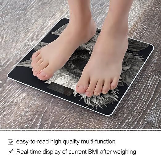 Sunflower Black Grey Scale for Body Weight Accurate Digital Bathroom Scale Toughened Glass High Precision Scales Smart Weight Scales with Large LCD Backlight Display Weighing Machine