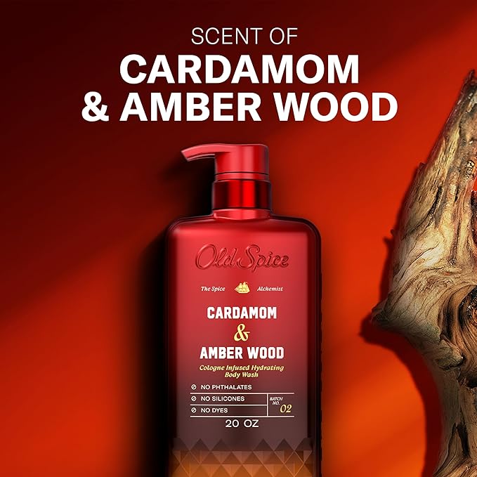 Old Spice Alchemist Collection Body Wash + Aluminum Free Deodorant Bundle for Men Cardamom + Amber Wood Scent 24/7 Cologne Infused Scent No Trade Off Formula 20 oz &amp 3 oz (Pack of 2)