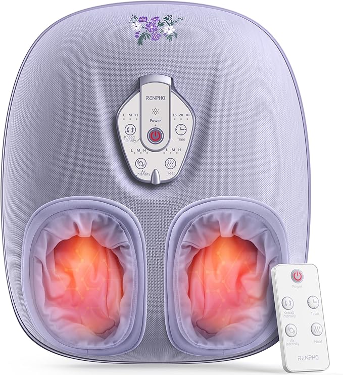RENPHO Foot Massager Machine with Heat [2026 Upgraded] Shiatsu Foot Massager for Plantar Fasciitis Birthday Gifts for Women Men Cordless Control Best Gifts for Women/Mom/Wife Purple