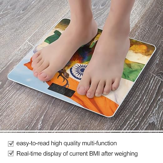 Colorful Deer and National Flag Weight ScaleClear LED Display Bathroom Digital Weighing ScaleTempered Glass Digital Bathroom Scale for Body Weight Capacity Up to 400 Lbs