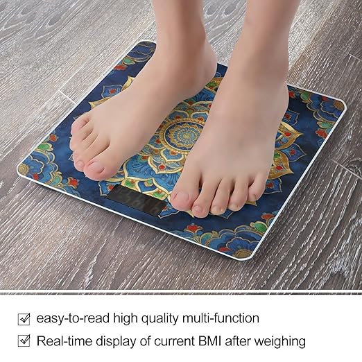 Mandala Smart Scale for Body Weight Digital Bathroom Scale Toughened Glass Weight Scale with Large LCD Backlight Display High Precision Scales Weighing Machine
