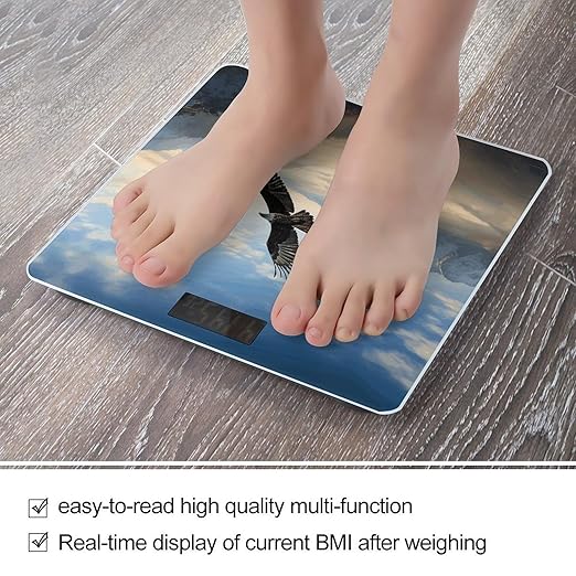 Eagle Mountains Scale for Body Weight High Precision Digital Weight Scales with LCD Display Anti-Slip Sturdy Slim Tempered Glass Bathroom Scale for Home Use