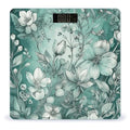 Digital Bathroom Scale for Body Weight Scale with Bright LCD Display High Accuracy Step-On Technology Auto On/Off Mint Green Floral Digital Scales 400 Lbs /180kg