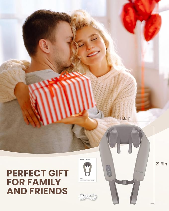 Cordless Neck Shoulder Massager with Heat Back Massager Pillow Gifts for Men Women